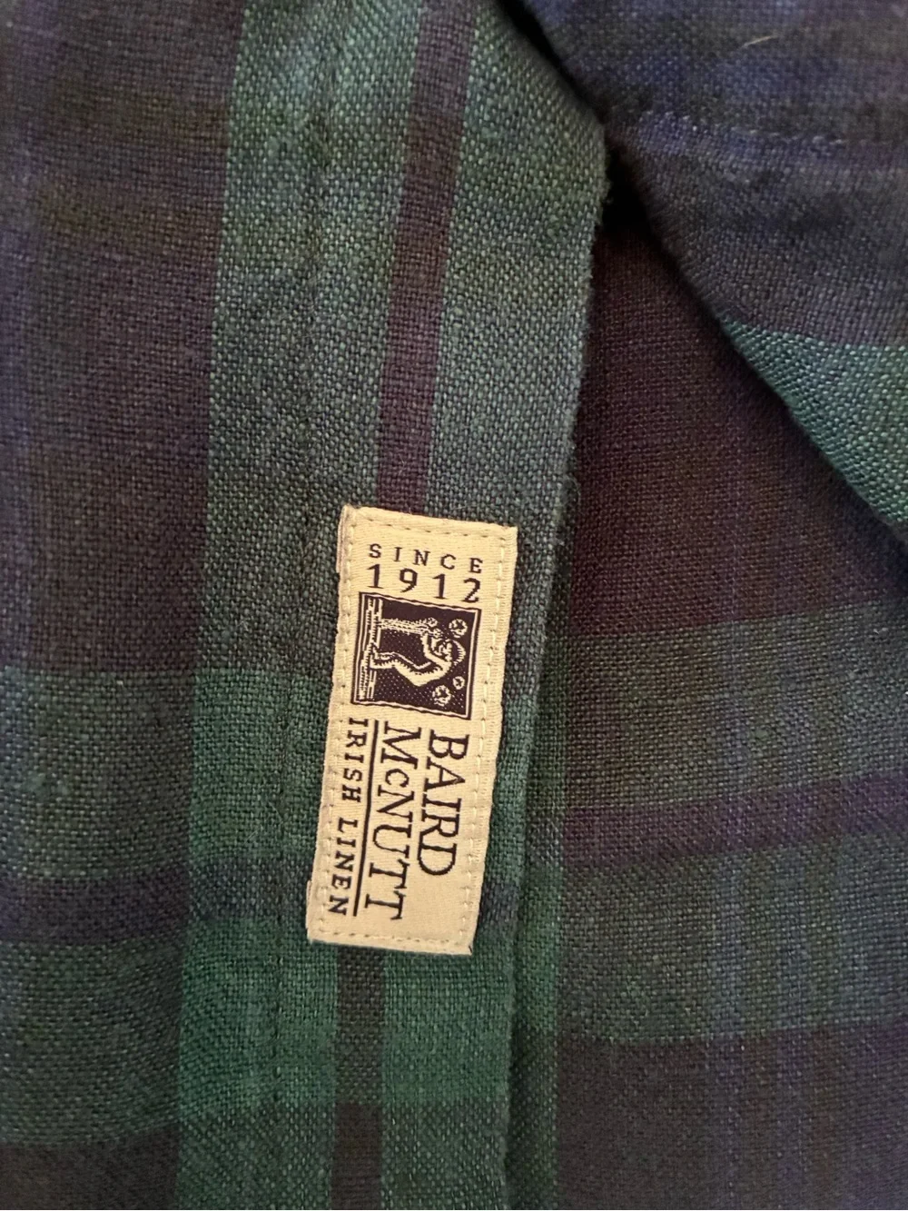 J. Crew Men's Button-Down Baird McNutt Irish Linen Plaid Shirt. Slim fit. Large.